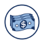 ícones de várias notas de dólar