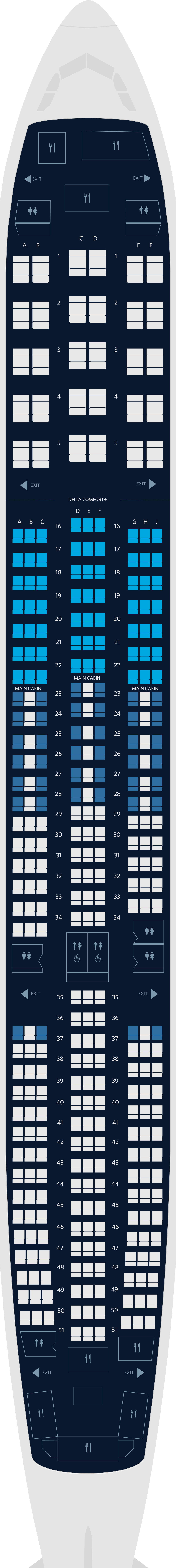 Airbus A350-900 3-Cabin Seat Map