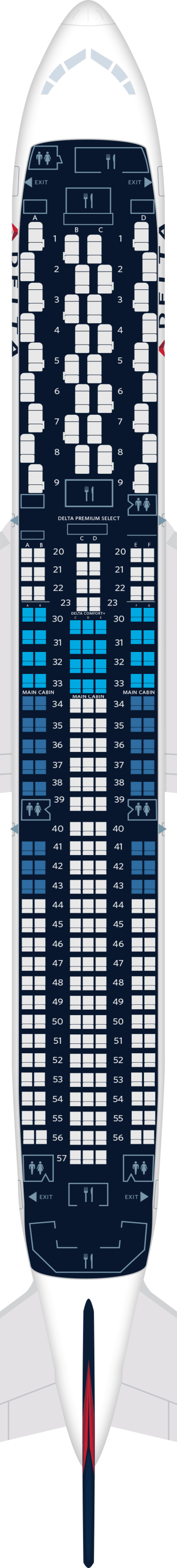 Mapa de assentos do Boeing 767-400ER (764)