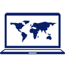 ノートパソコンに表示された世界地図の画像