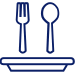 Symbol Löffel, Gabel und Teller