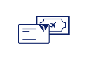 Symbol Delta-Kreditkarte und -Flugticket