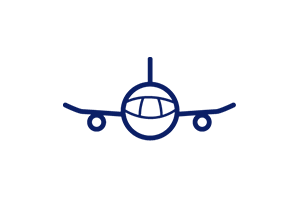 Front view of an airplane