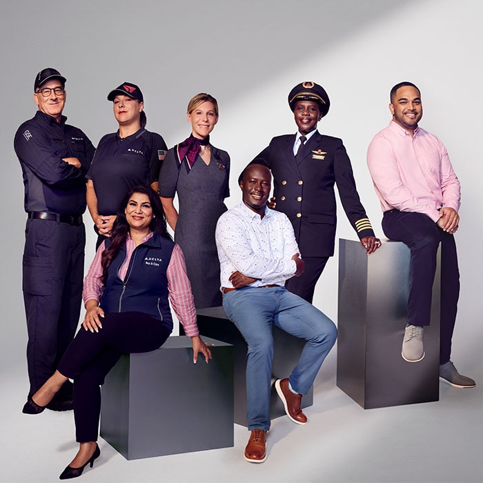 A diverse group of Delta employees