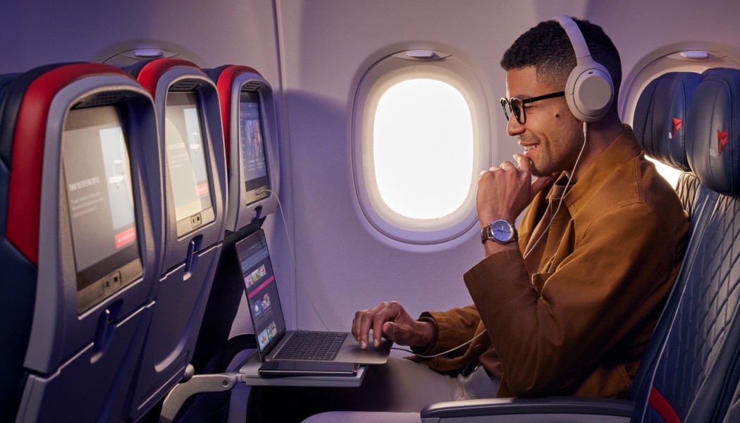 A Delta Comfort seat by the window