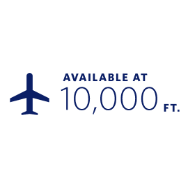 Symbol eines Flugzeugs und der Verfügbarkeit ab einer Höhe von 10.000 Fuß