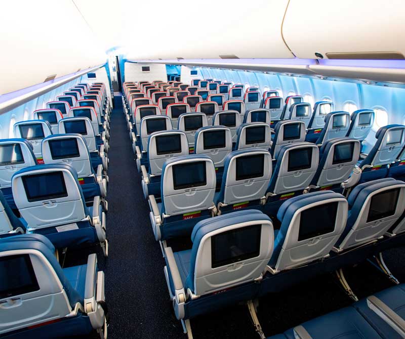 Delta Main Cabin on an A330, with seatback screens