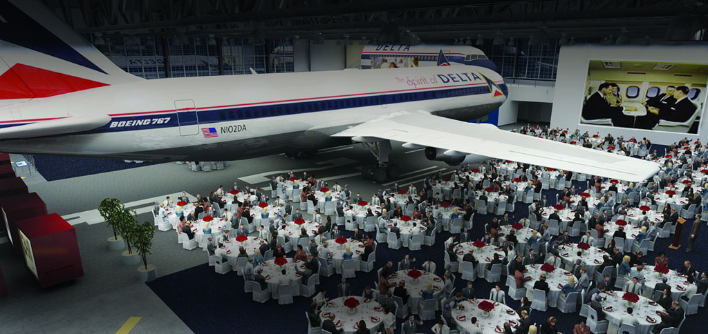 Event inside the hangar.