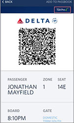 Mobile boarding pass with TSA Precheck