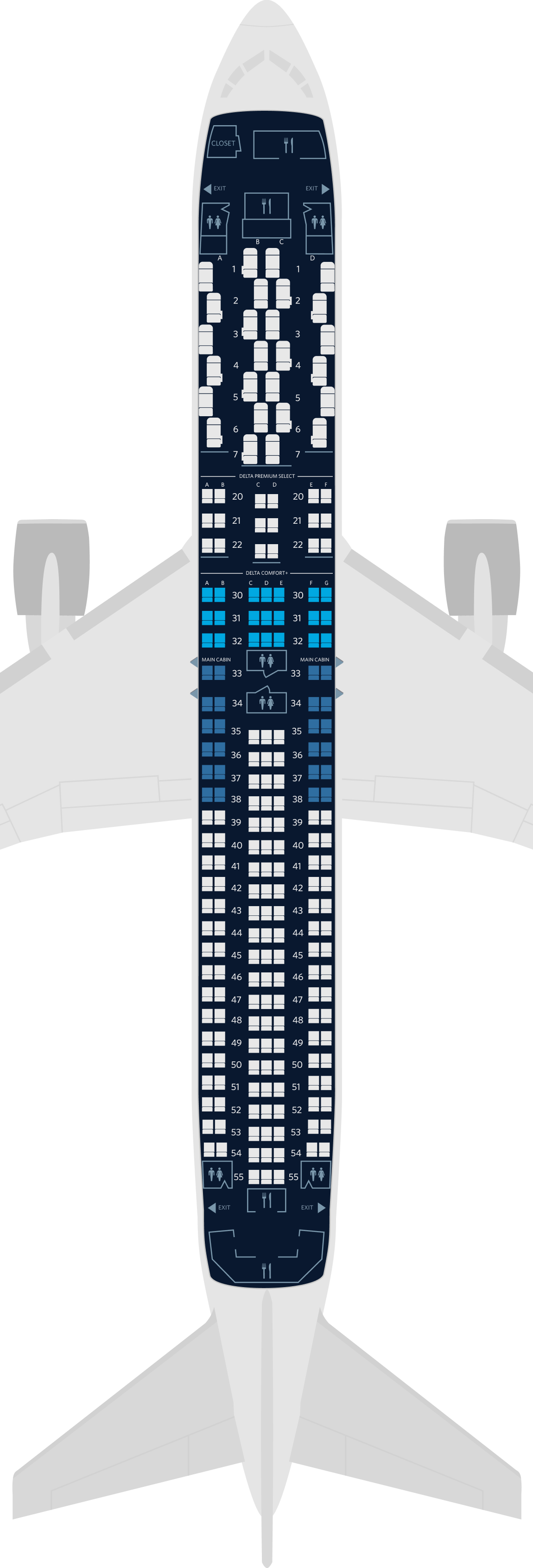 Delta Boeing 777 Business Class Seat Map