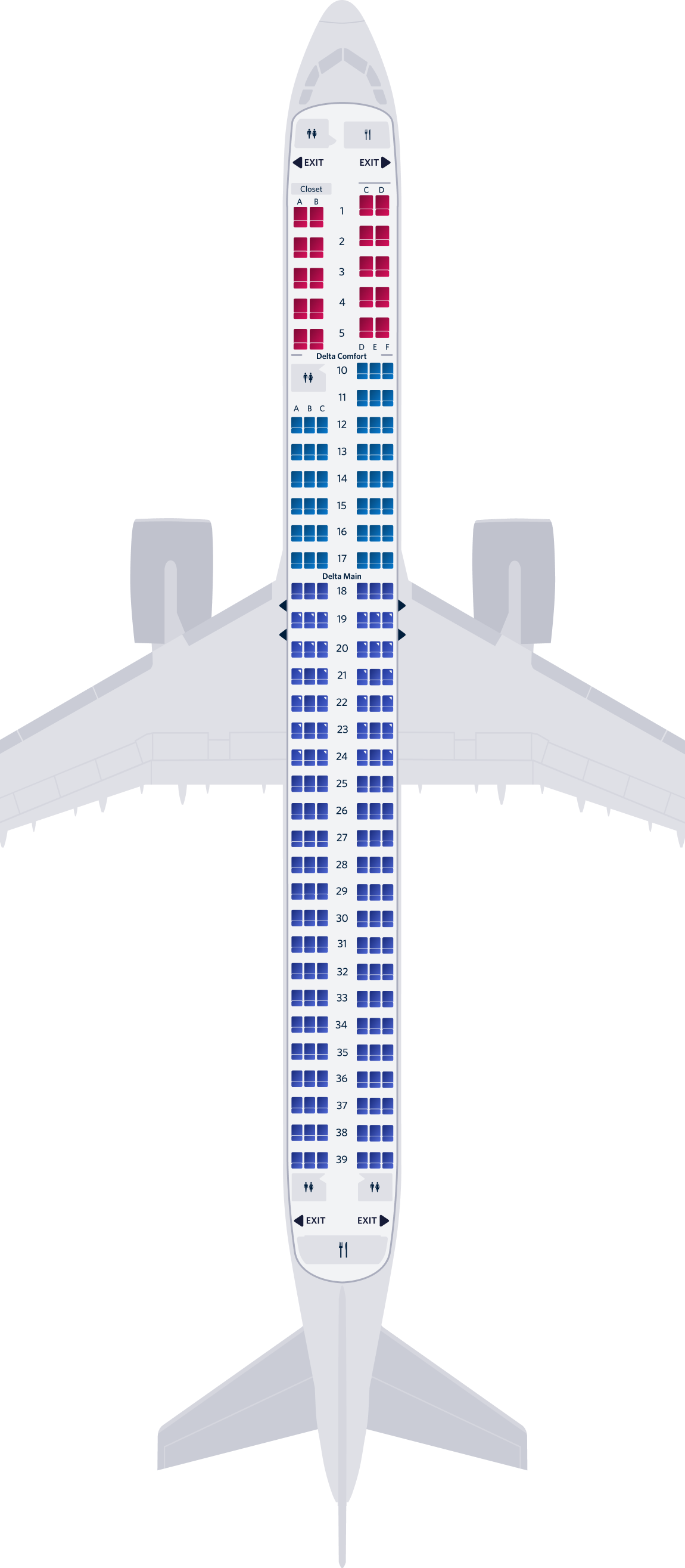 エアバスA321neo 3キャビンのシートマップ エアバスA321neo 3キャビンのシートマップ