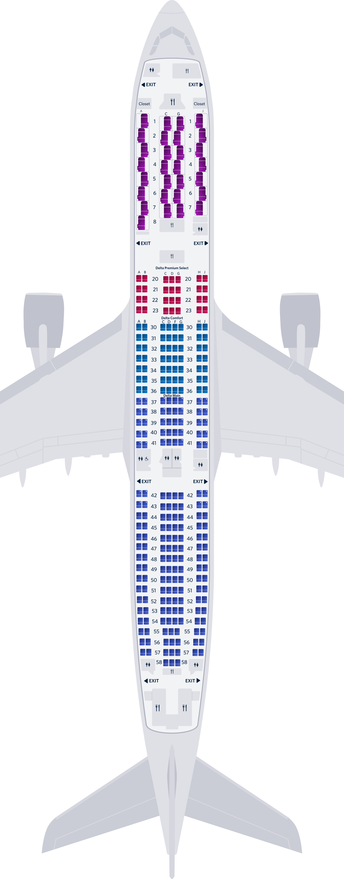 エアバスA330-900neoのシートマップ