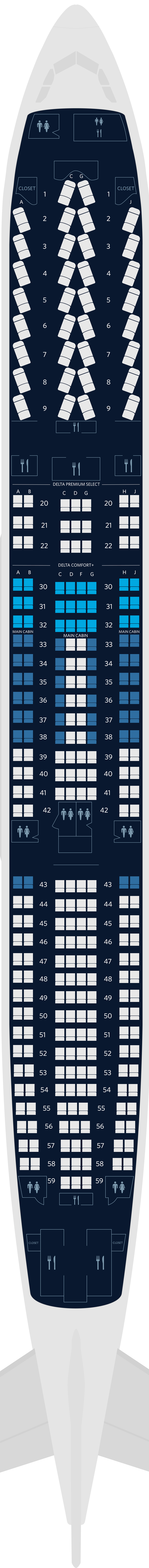 A330-300 seat map rendering