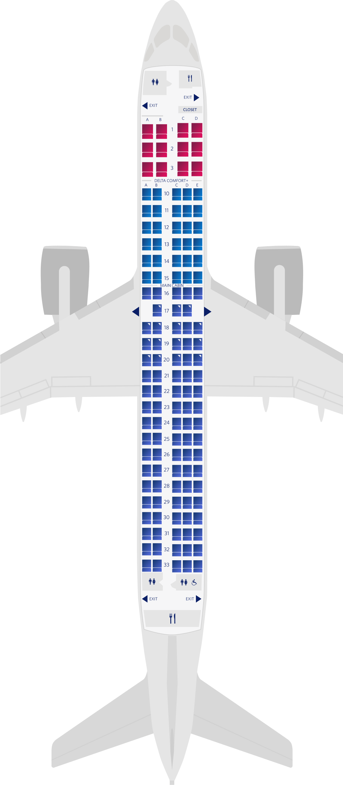 Mappa dei posti dell’Airbus A220-300