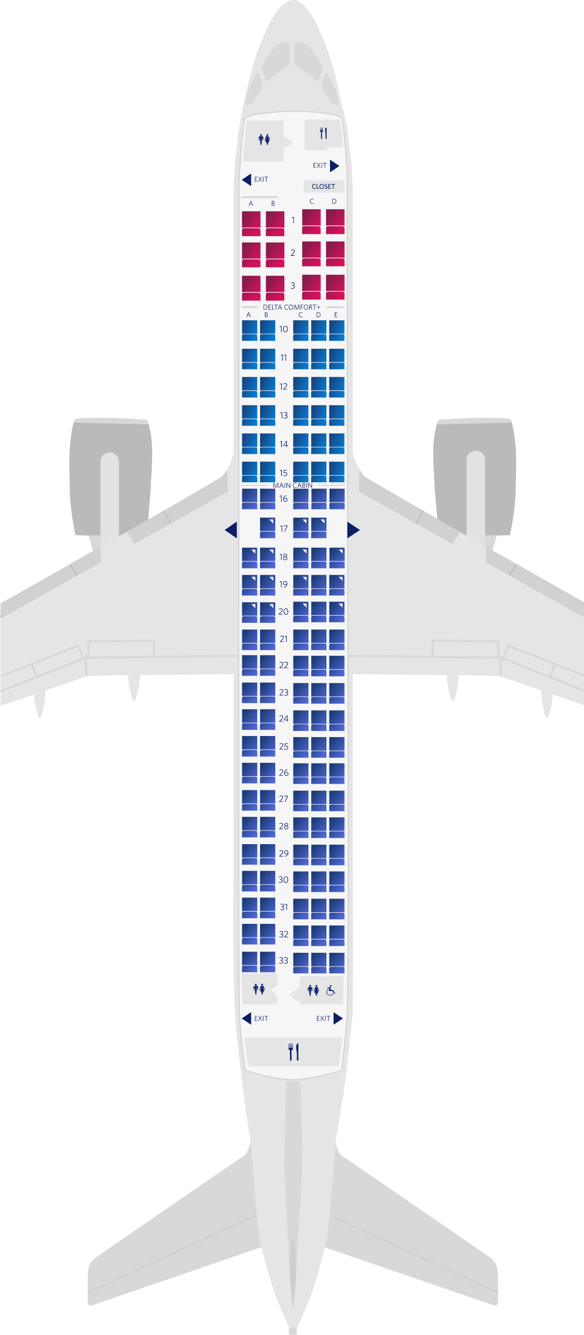 Plan des sièges de l'Airbus A220-300