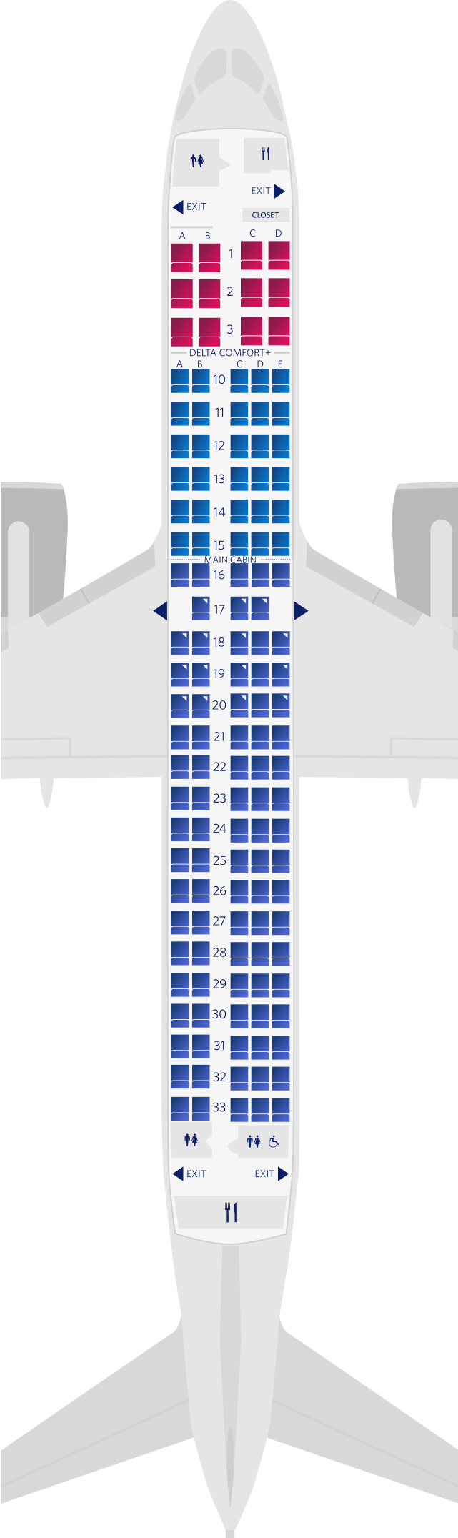 Mapa de asientos del Airbus A220-300