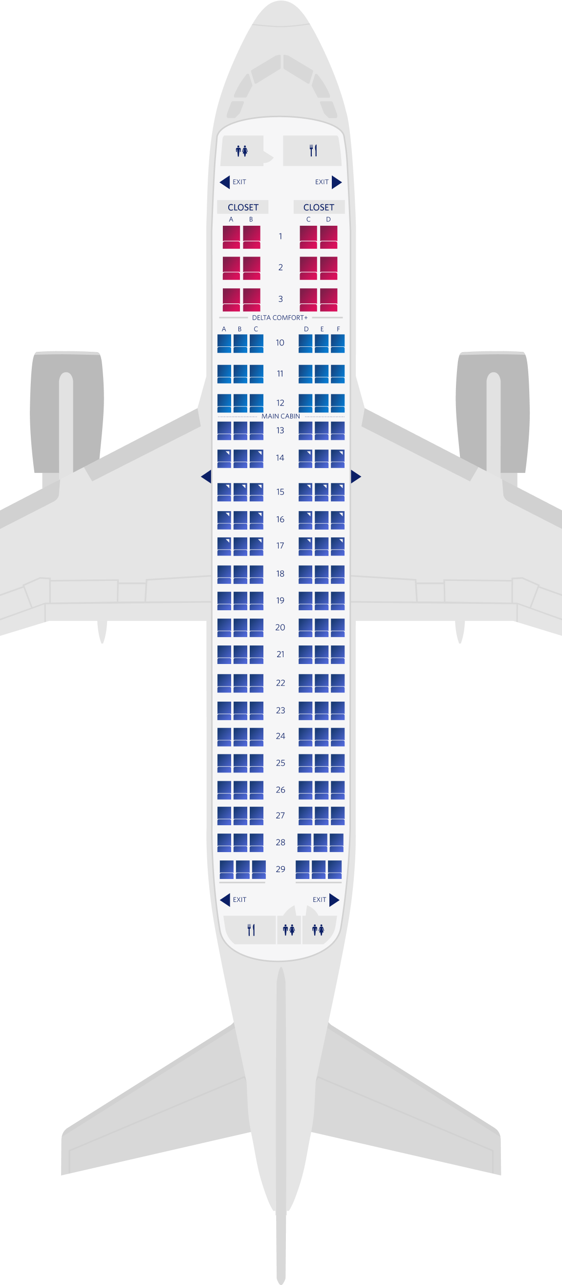 에어버스 A319-100 3-객실 좌석 배치도