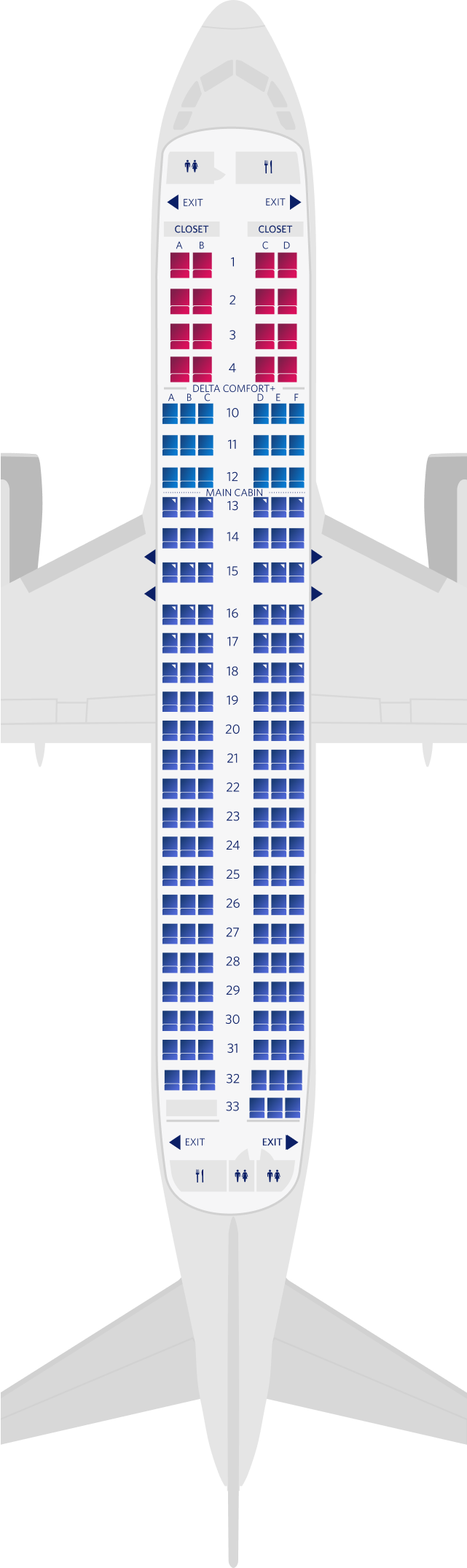 Airbus A220-200 3-Kabinen Sitzplatzübersicht