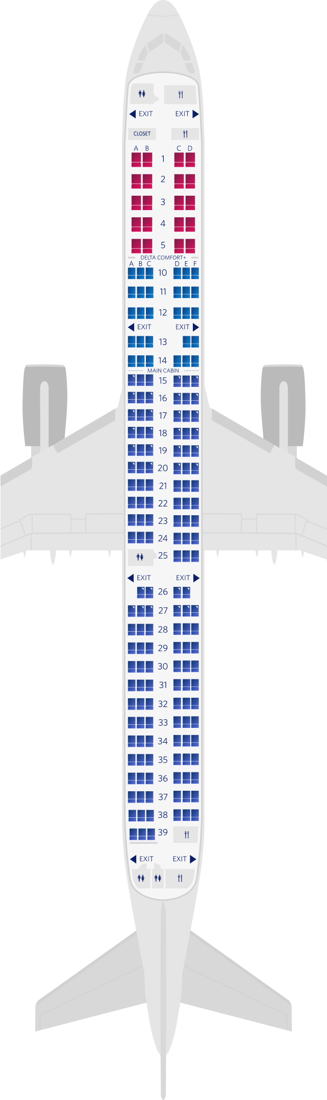 エアバスA321-200 3キャビンのシートマップ