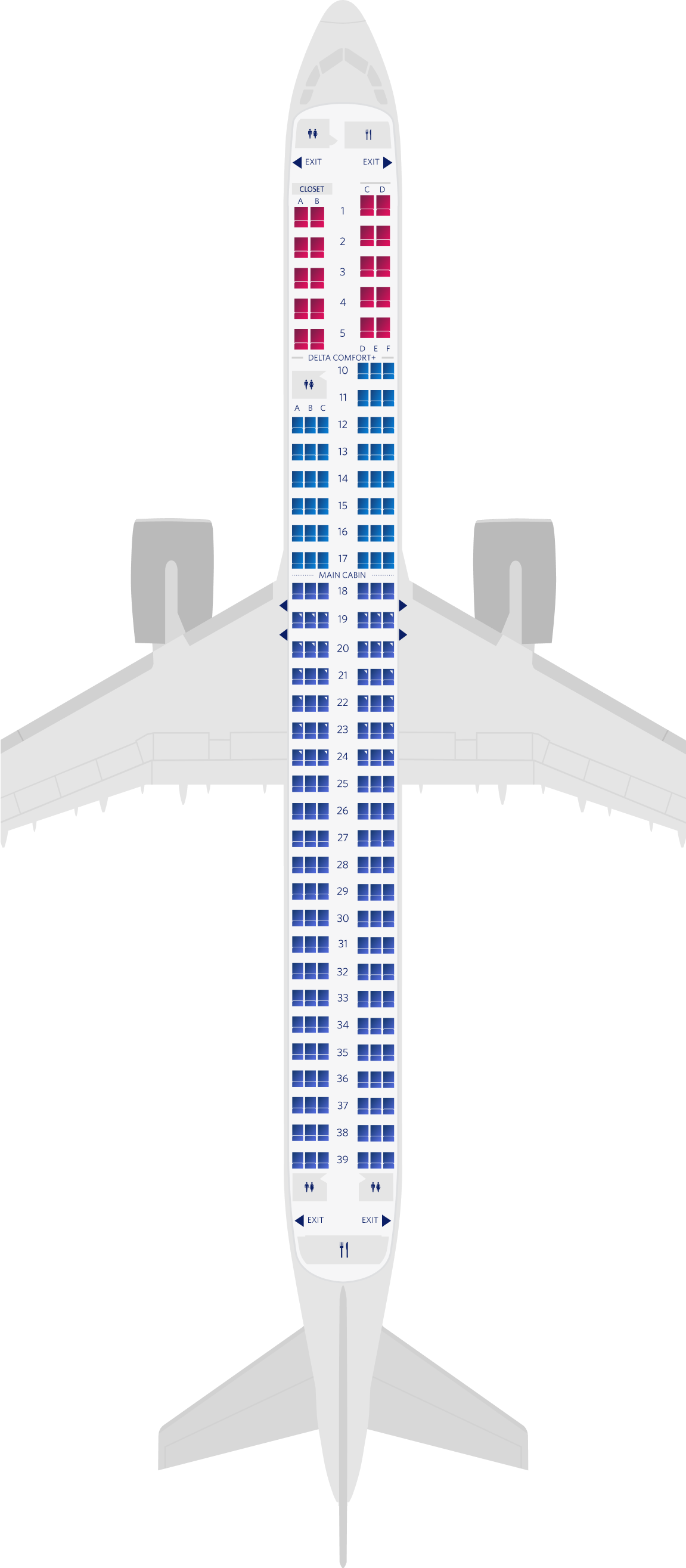 Airbus A321neo 3-Cabin Seat Map