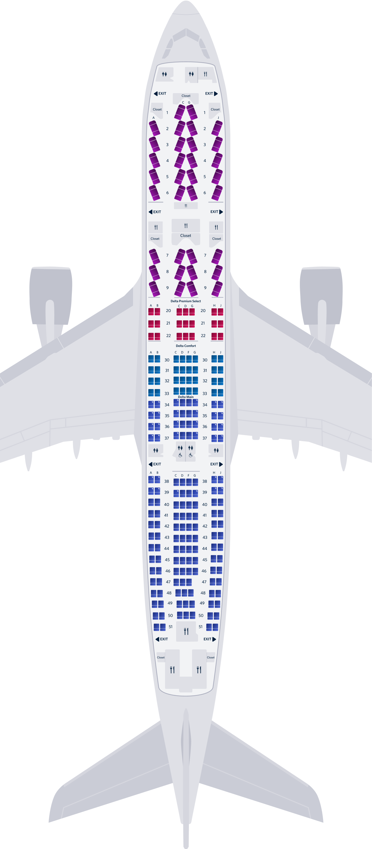 Airbus A330-200 4-Cabin Seat Map