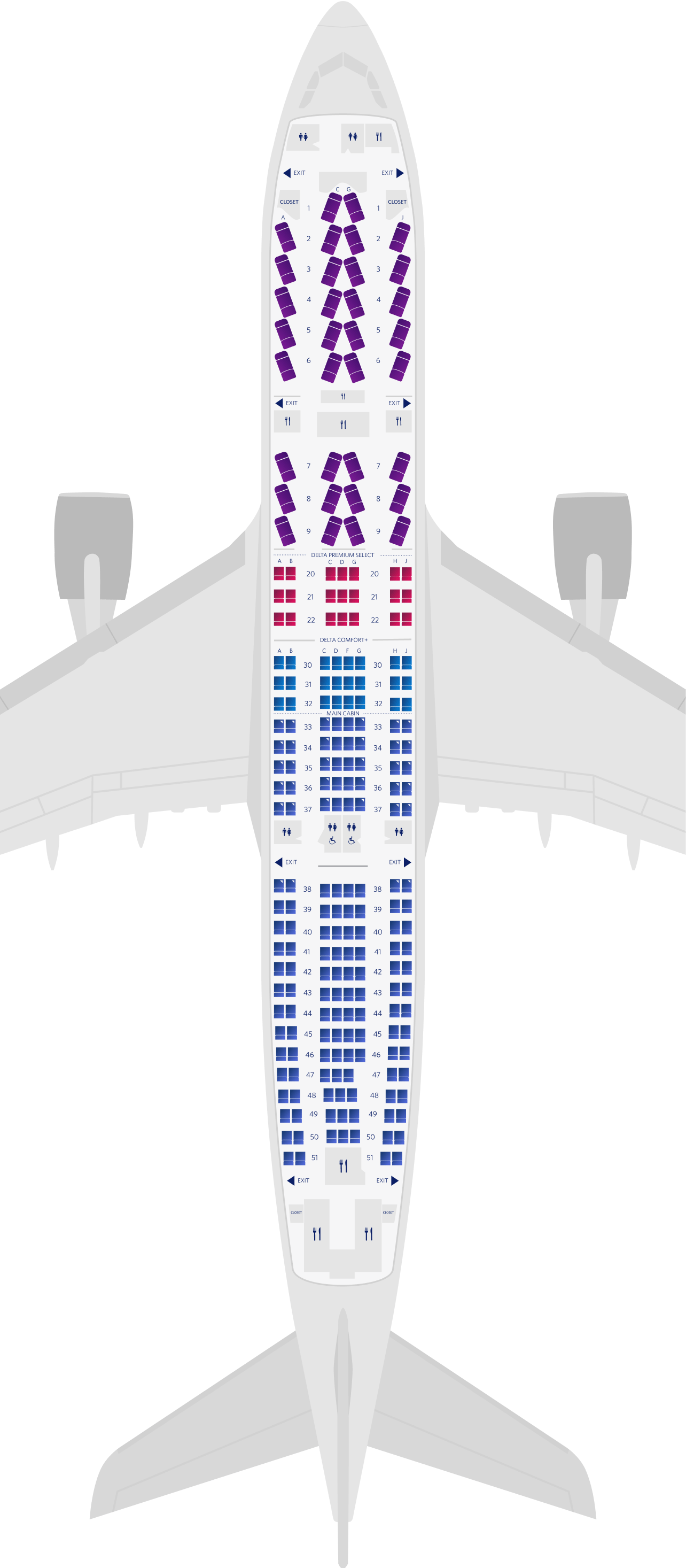 Airbus A330-200 4-Cabin Seat Map