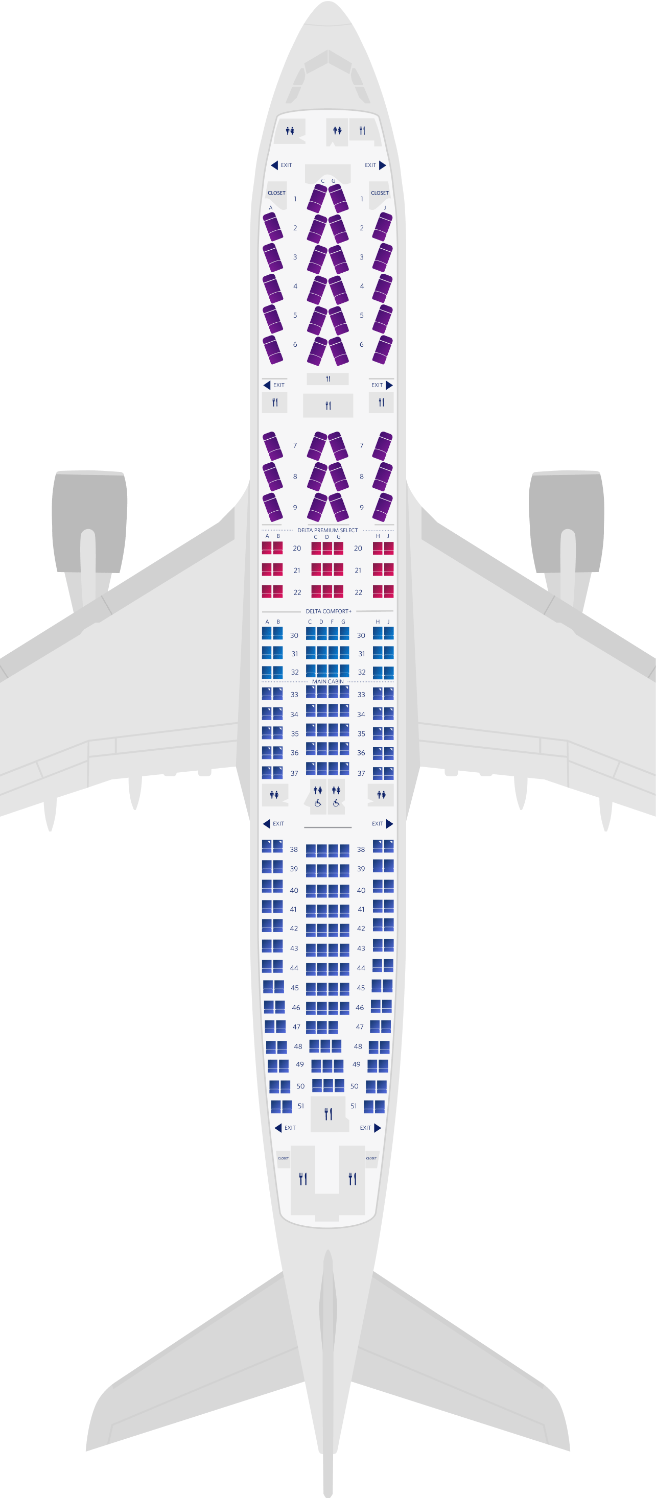 エアバスA330-200 4-キャビンのシートマップ