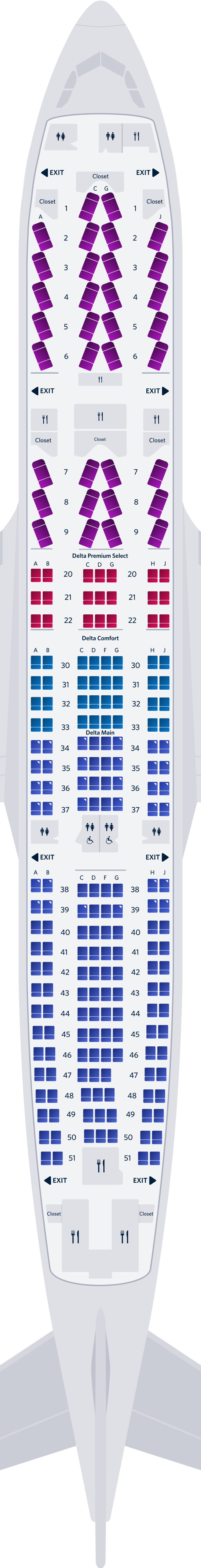 Airbus A330-200 4-Cabin Seat Map