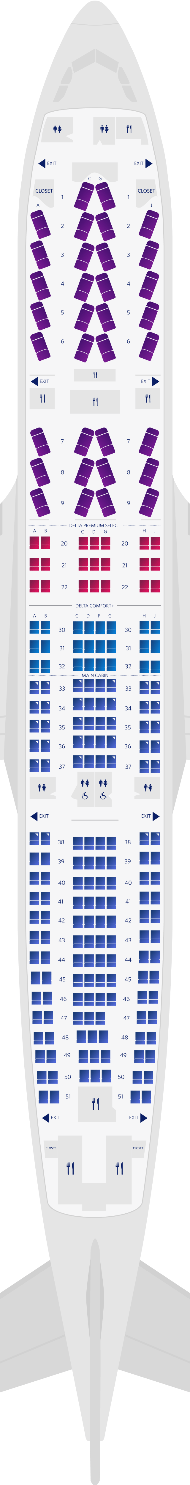 Mappa dei posti a sedere della cabina dell’Airbus A330-200 4