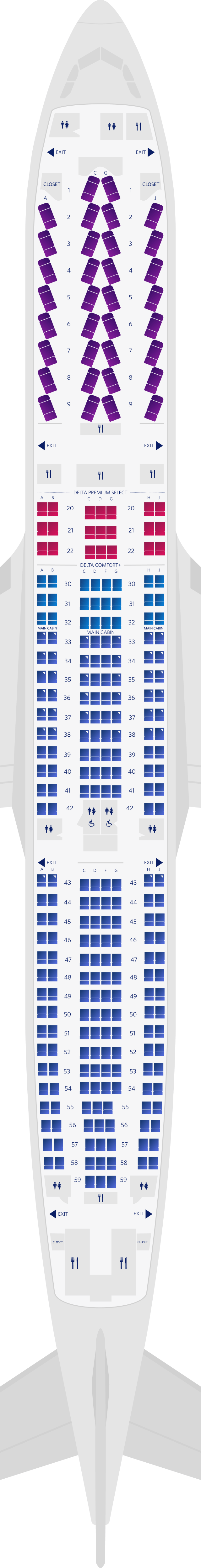 Airbus A330-300 4-Cabin Seat Map (3M3)