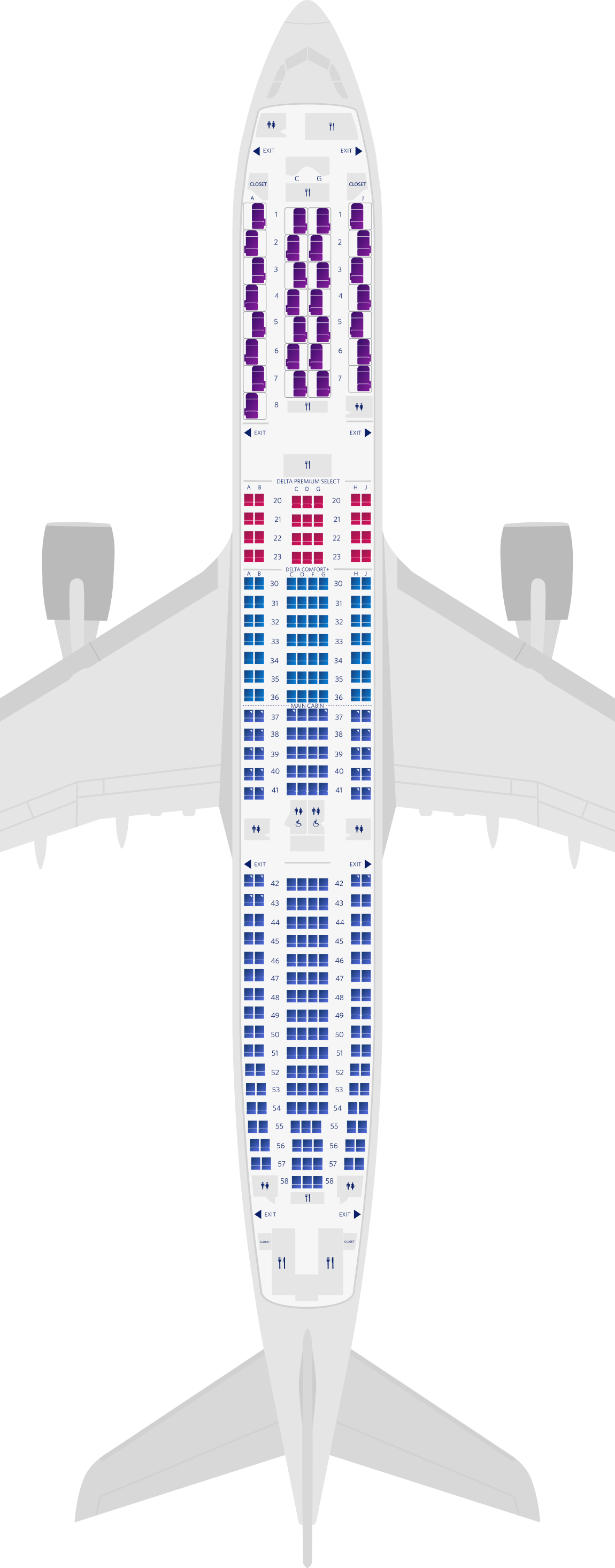 Mapa de assentos do Airbus A330-900neo