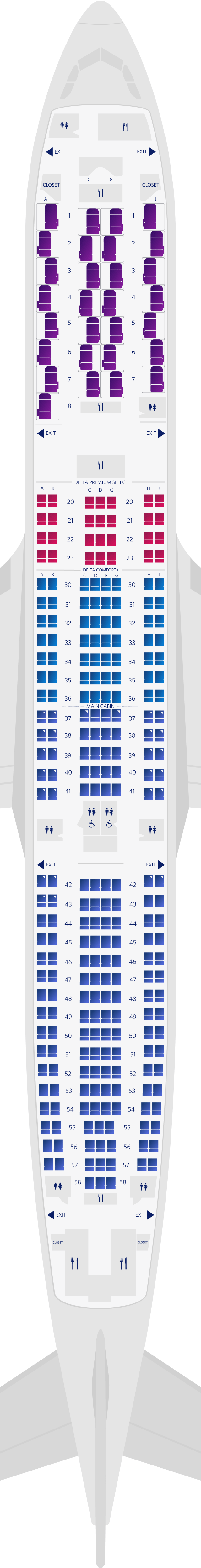 Mapa de asientos del Airbus A330-900neo
