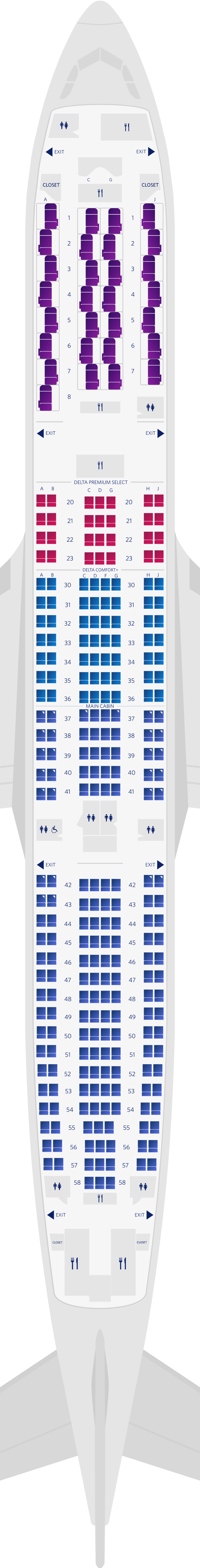 Mapa de assentos do Airbus A330-900neo