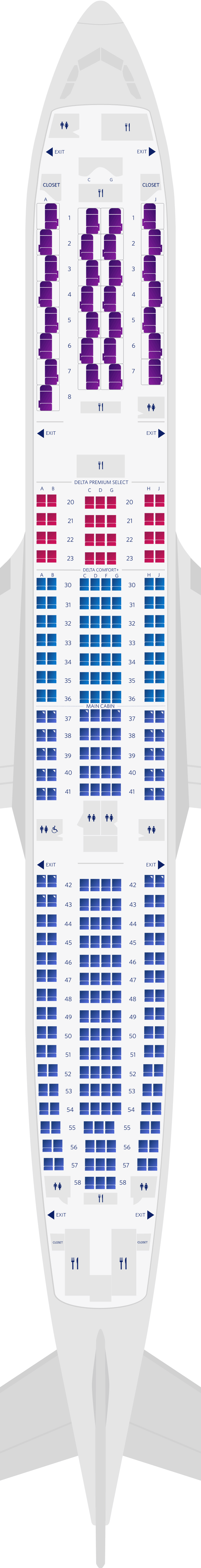 Mapa de asientos del Airbus A330-900neo