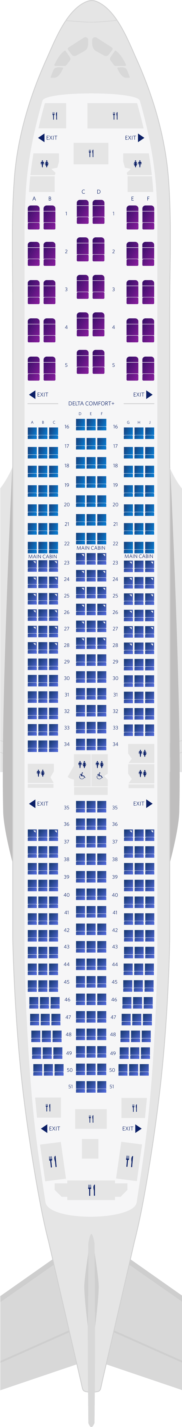 エアバスA350-900 3-キャビンのシートマップ