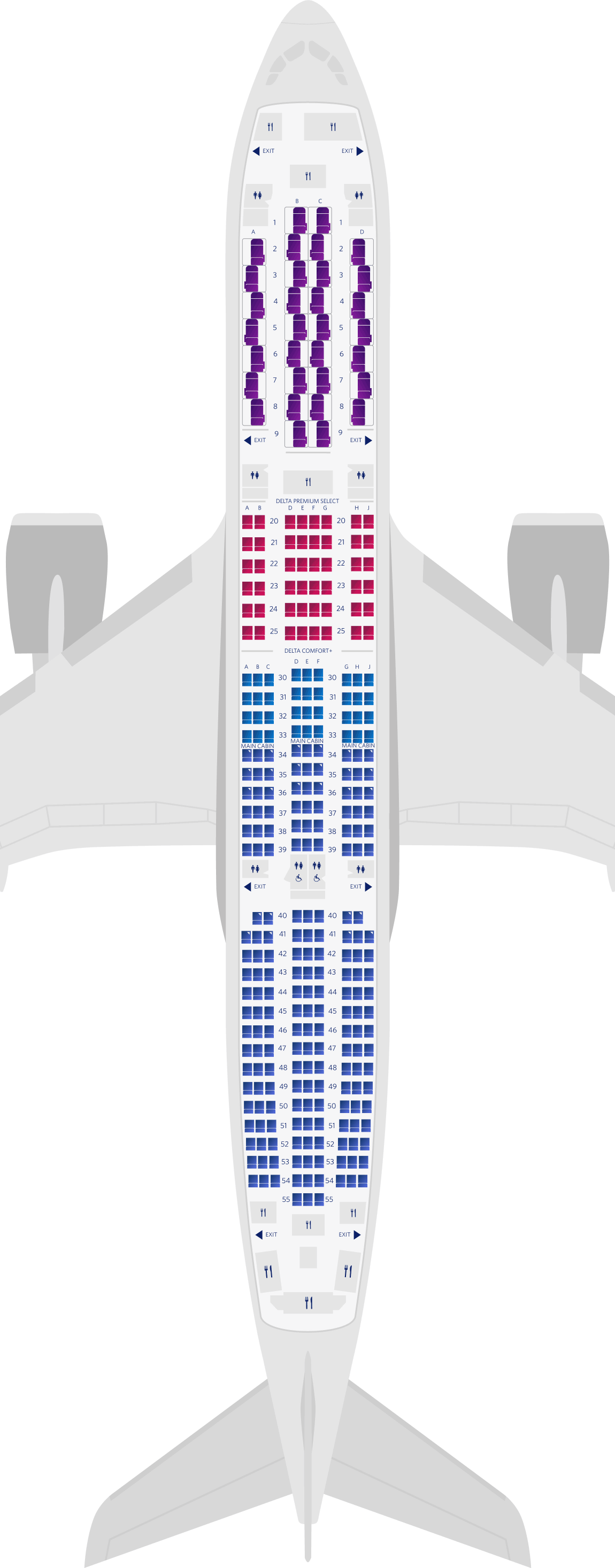  에어버스 A350-900 4-객실 좌석 배치도