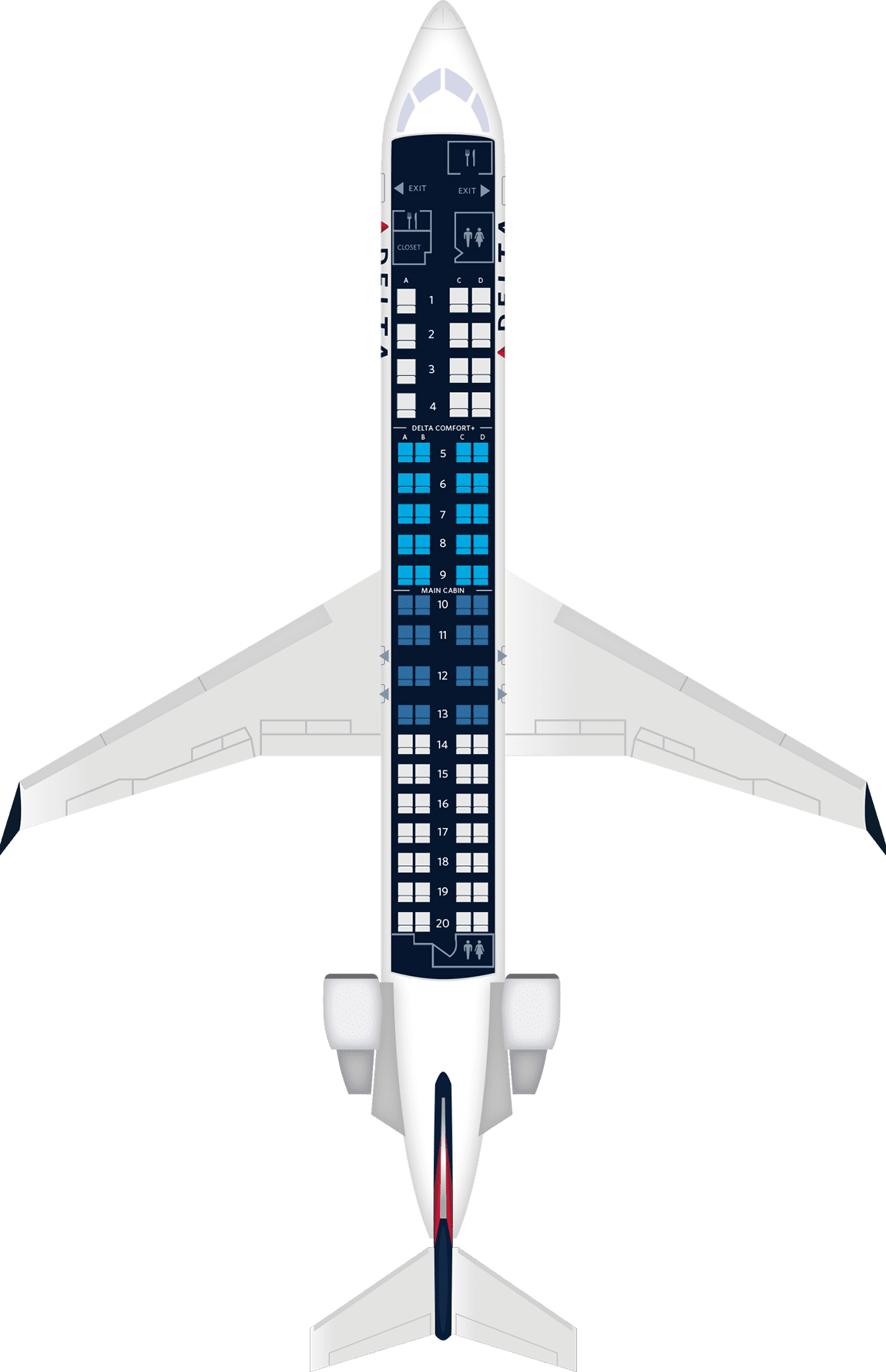 Bombardier CRJ900 Seat Maps, Specs & Amenities Delta Air Lines