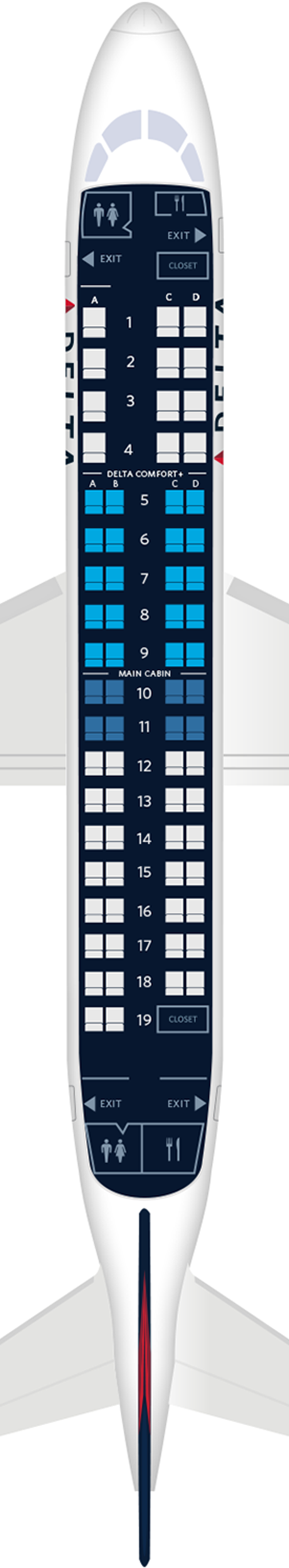 Embraer ERJ-175 Seat Maps, Specs & Amenities | Delta Air Lines