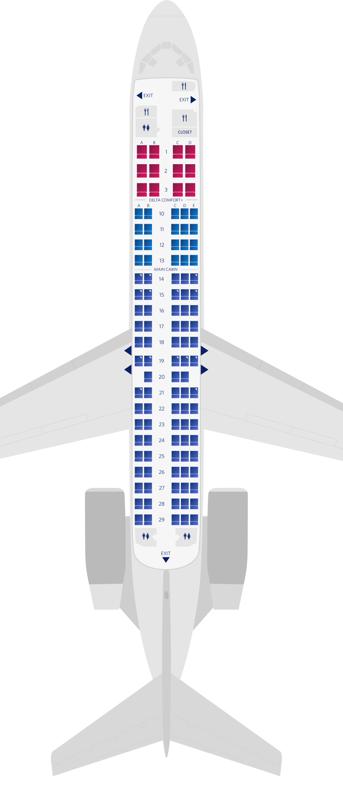 Mappa dei posti a sedere del Boeing 717-200