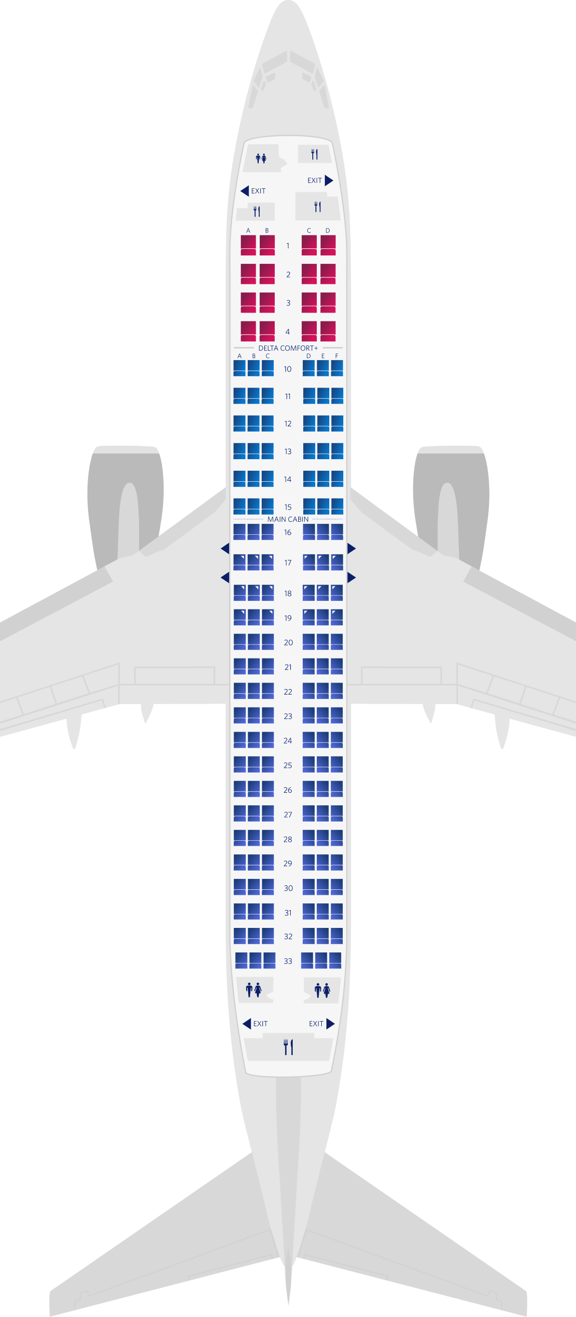 Mappa dei posti a sedere del Boeing 737-800