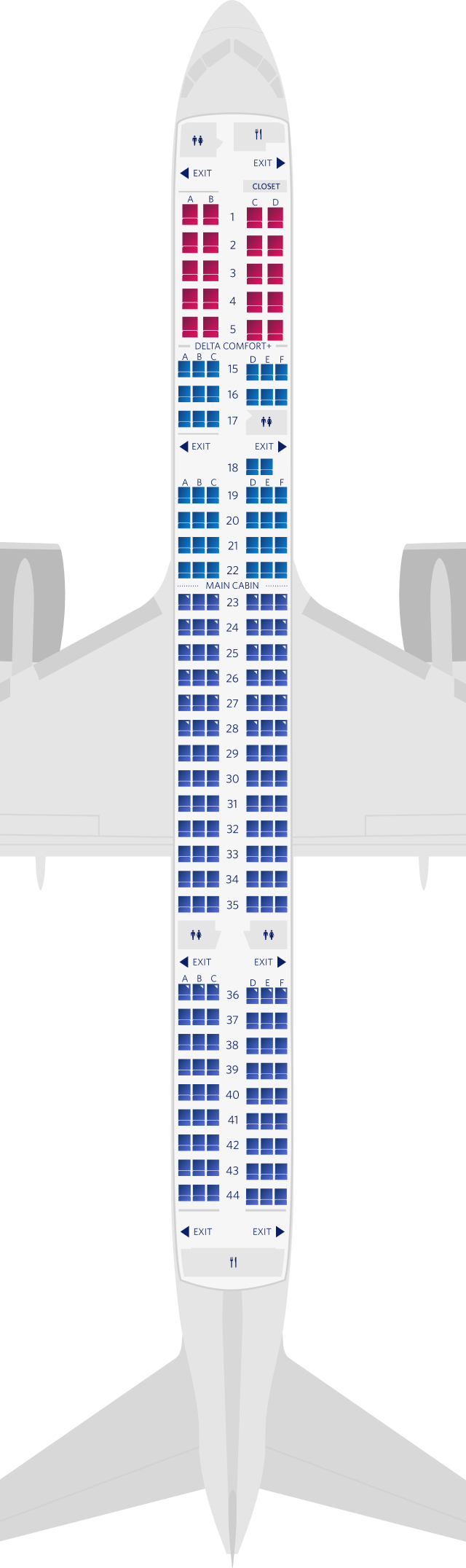 Mapa de asientos del Boeing 757-200-75G