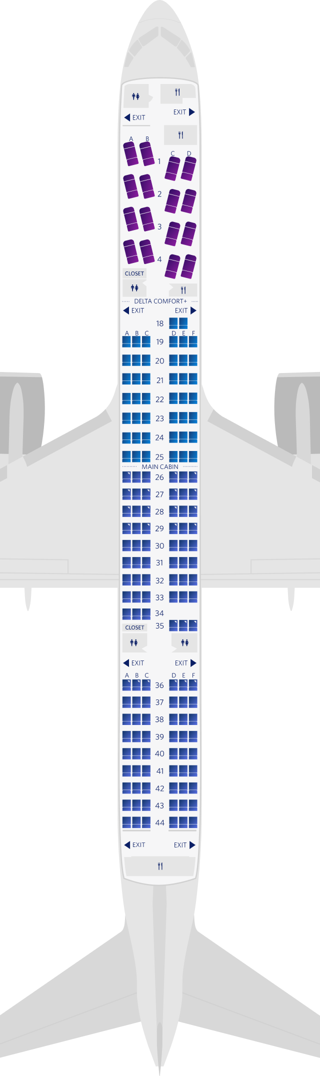 Mapa de asientos del Boeing 757-200-75S