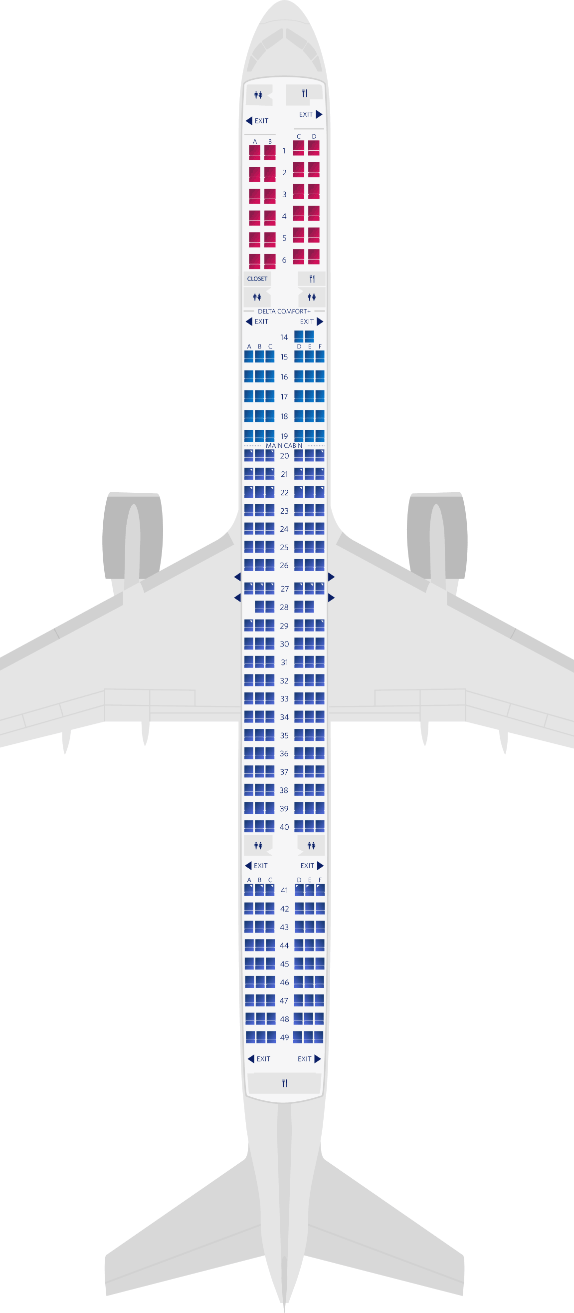 Mapa de asientos del Boeing 757-300-75Y