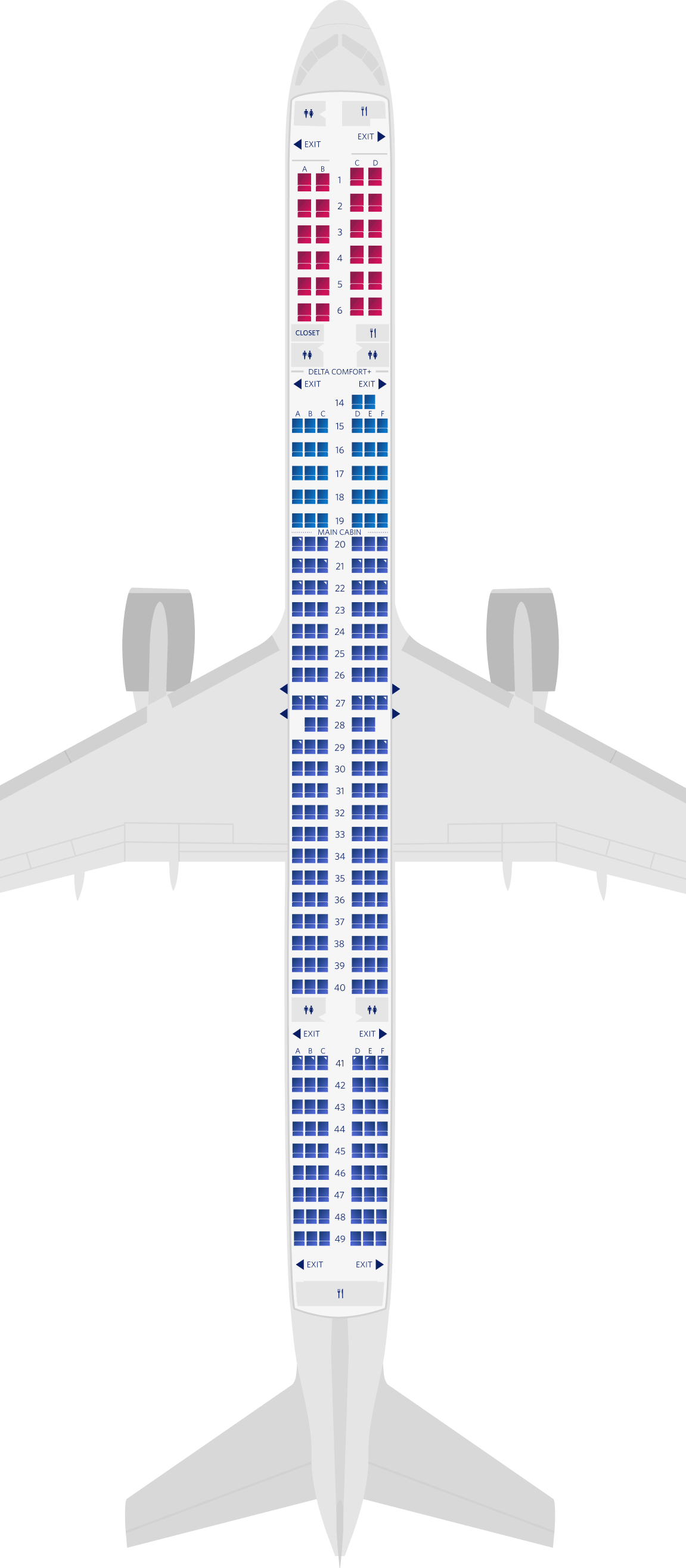 Configuration des sièges du Boeing 757-300-75Y