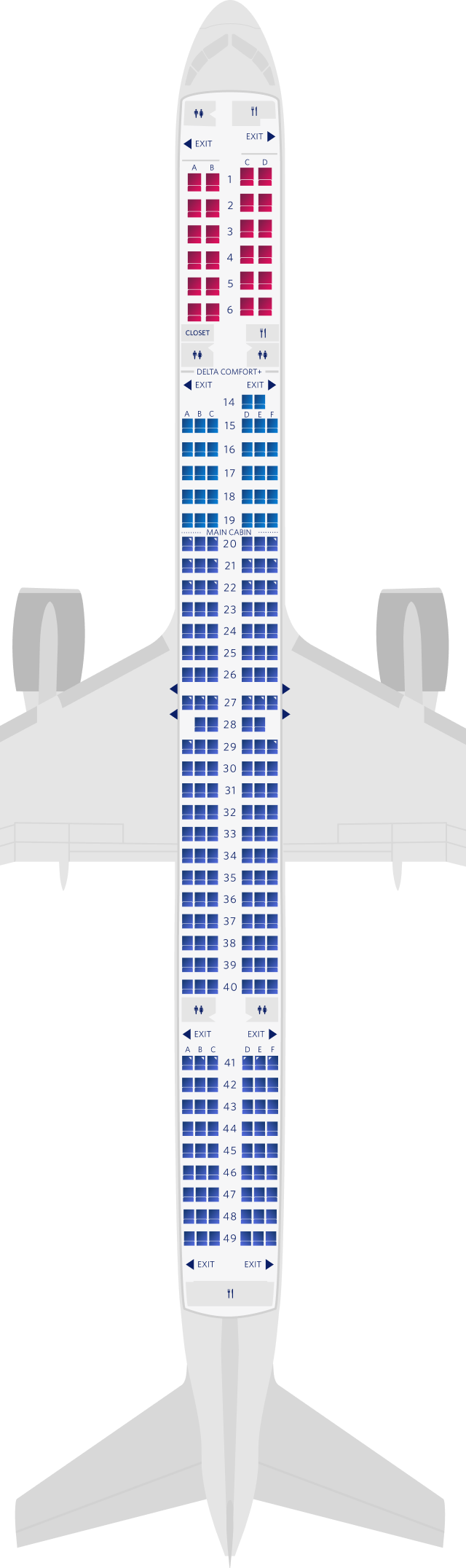 Mapa de asientos del Boeing 757-300-75Y