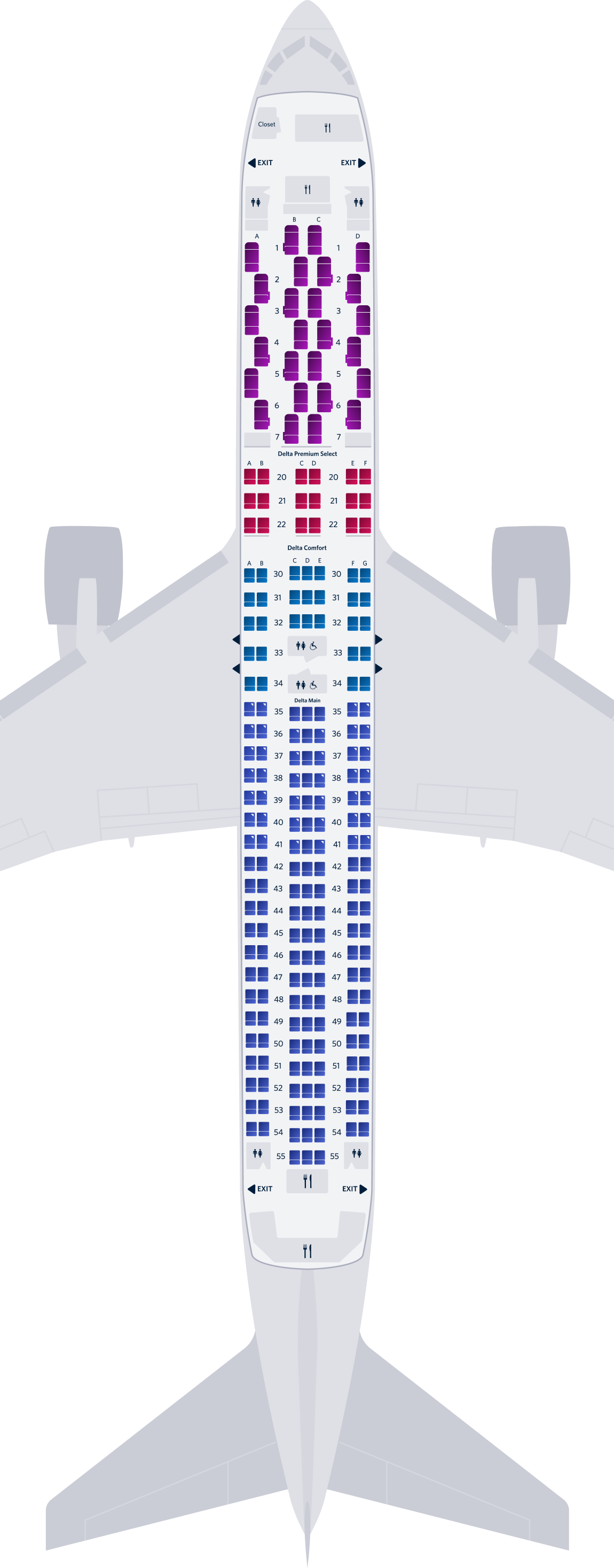 Boeing 767-300ER (76K) Seat Map