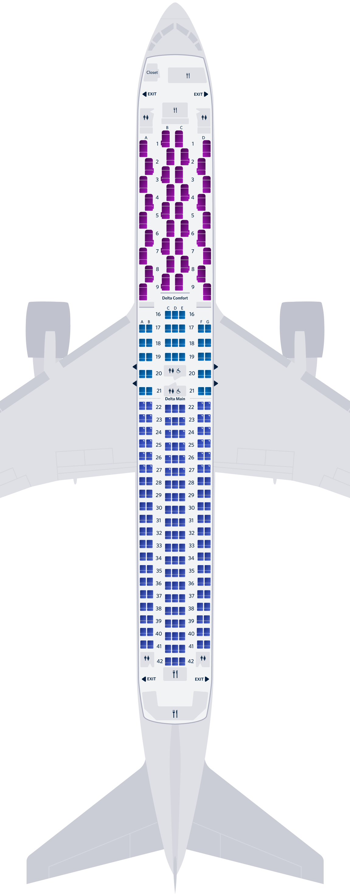 Boeing 767-300ER (76L) Seat Map
