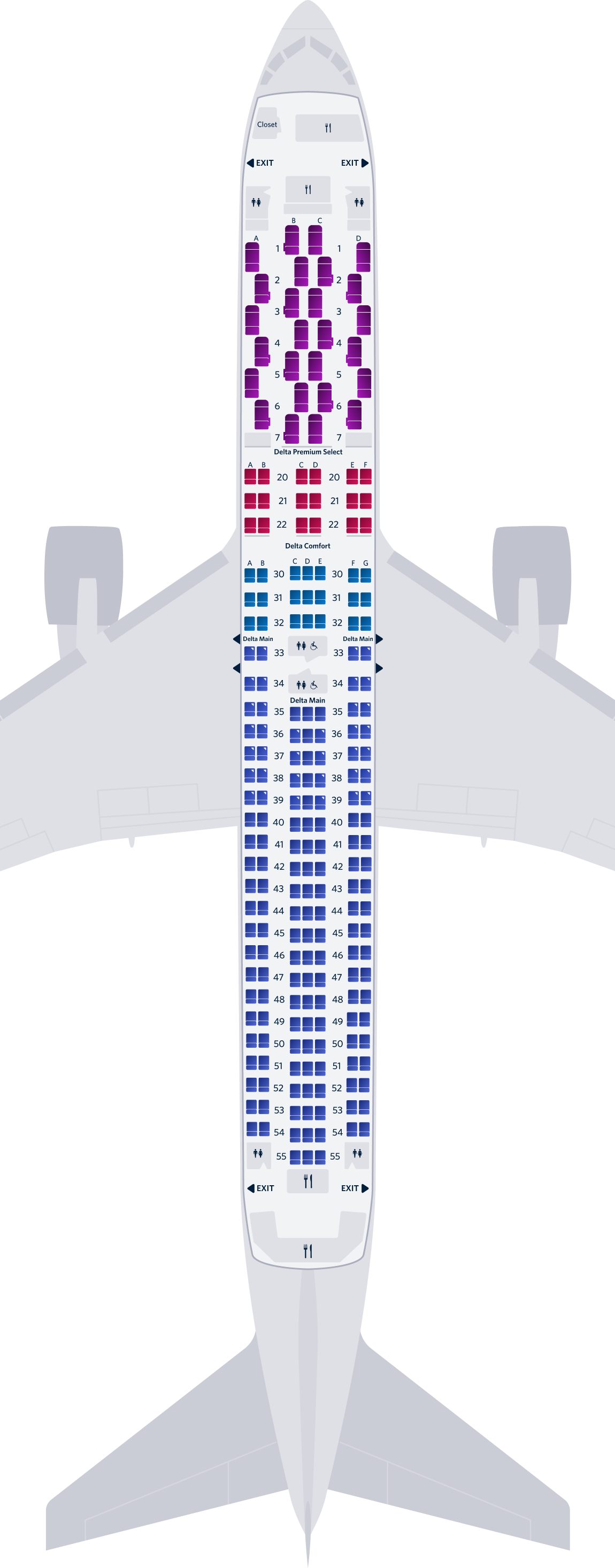 Boeing 767-300ER (76K) Seat Map