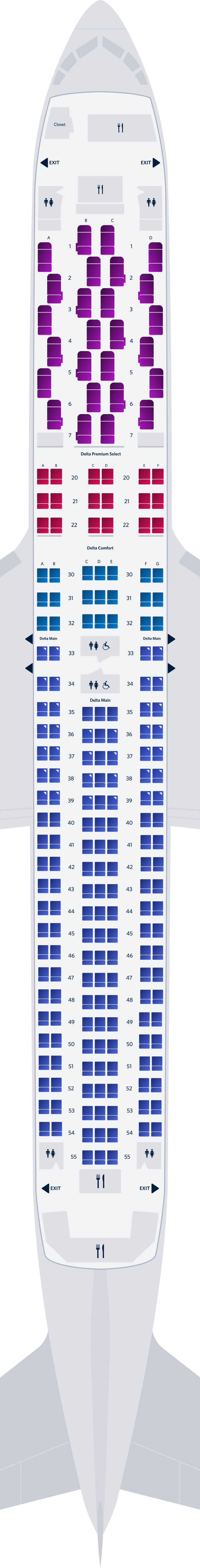 Boeing 767-300ER (76K) Seat Map