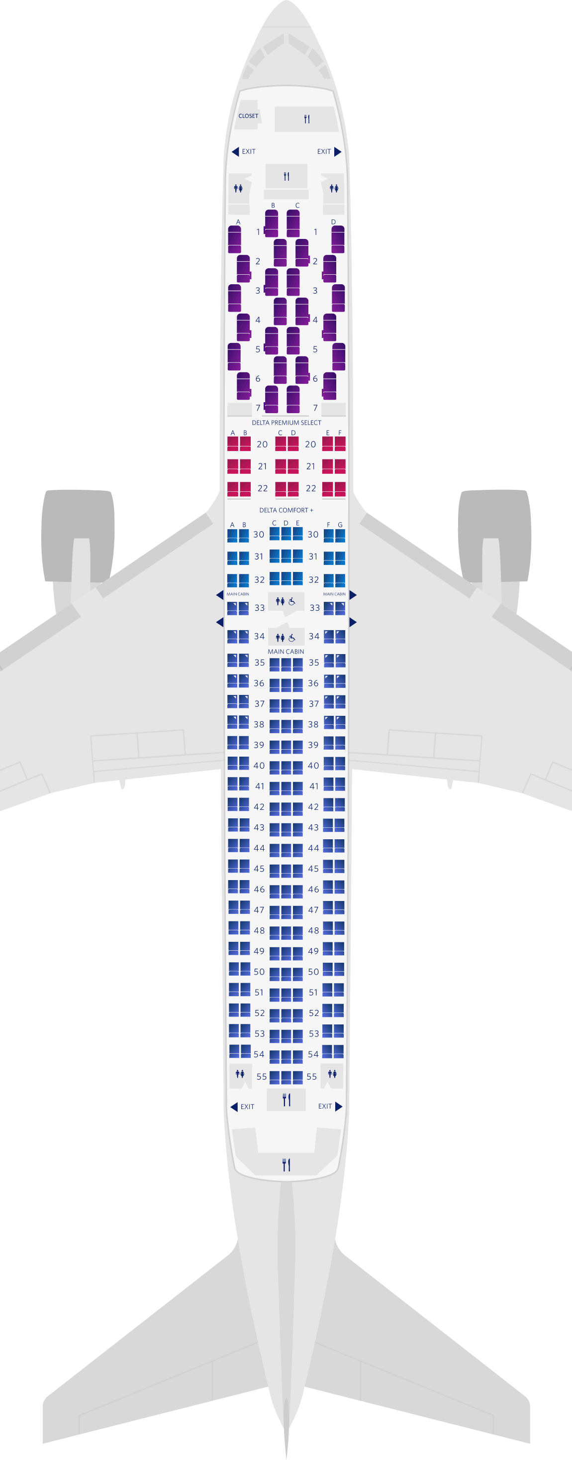 Mapa de assentos do Boeing 767-300ER (76K)